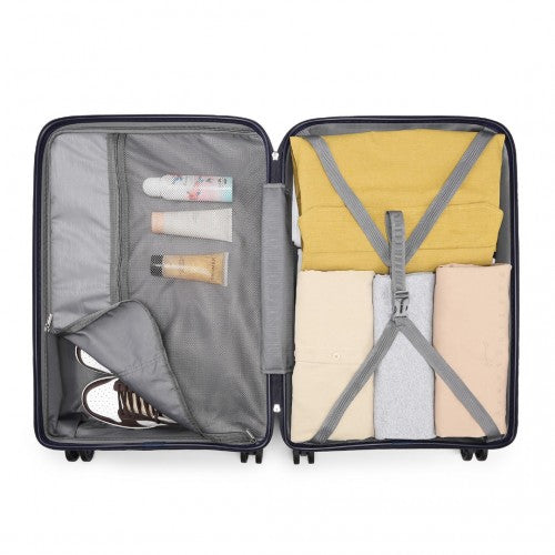 K2091L - Kono 24 Inch Multi Texture Hard Shell PP Suitcase - Classic Collection - Navy | Neil's Luggage Store