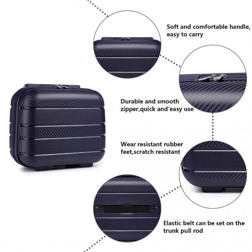 K2091L - Kono Multi Texture Hard Shell PP Suitcase With TSA Lock And Vanity Case 4 Pieces Set - Classic Collection - Navy | Neil's Luggage Store