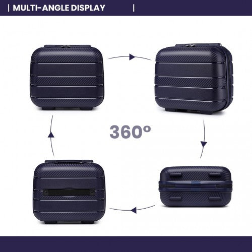 K2091L - Kono Multi Texture Hard Shell PP Suitcase With TSA Lock And Vanity Case 4 Pieces Set - Classic Collection - Navy | Neil's Luggage Store