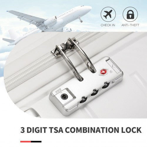 K2091L - Kono 20 Inch Multi Texture Hard Shell PP Suitcase - Classic Collection - White | Neil's Luggage Store