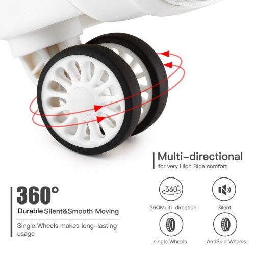 K2091L - Kono 20 Inch Multi Texture Hard Shell PP Suitcase - Classic Collection - White | Neil's Luggage Store