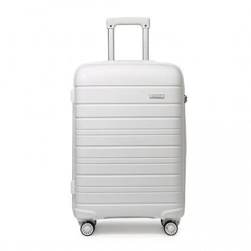 K2091L - Kono 20 Inch Multi Texture Hard Shell PP Suitcase - Classic Collection - White | Neil's Luggage Store