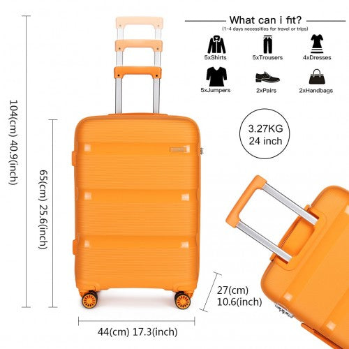 K2092L - Kono Bright Hard Shell PP Suitcase 3 Pieces Set - Classic Collection - Orange | Neil's Luggage Store
