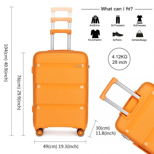 K2092L - Kono Bright Hard Shell PP Suitcase 3 Pieces Set - Classic Collection - Orange | Neil's Luggage Store