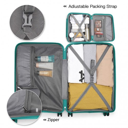 K2092L - Kono Bright Hard Shell PP Suitcase With TSA Lock And Vanity Case 4 Pieces Set - Classic Collection - Blue | Neil's Luggage Store