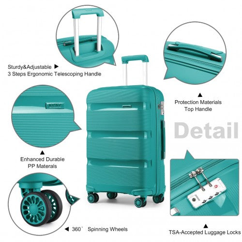 K2092L - Kono 28 Inch Bright Hard Shell PP Suitcase - Classic Collection - Blue/Green | Neil's Luggage Store