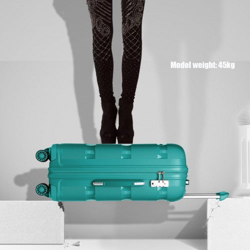 K2092L - Kono 28 Inch Bright Hard Shell PP Suitcase - Classic Collection - Blue/Green | Neil's Luggage Store