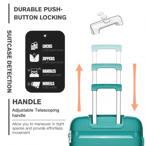 K2092L - Kono 28 Inch Bright Hard Shell PP Suitcase - Classic Collection - Blue/Green | Neil's Luggage Store
