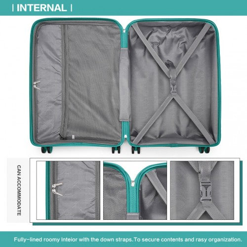 K2092L - Kono 28 Inch Bright Hard Shell PP Suitcase - Classic Collection - Blue/Green | Neil's Luggage Store