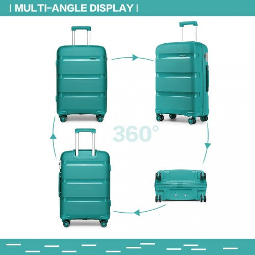K2092L - Kono 28 Inch Bright Hard Shell PP Suitcase - Classic Collection - Blue/Green | Neil's Luggage Store