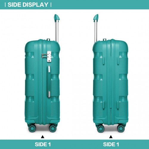 K2092L - Kono 28 Inch Bright Hard Shell PP Suitcase - Classic Collection - Blue/Green | Neil's Luggage Store