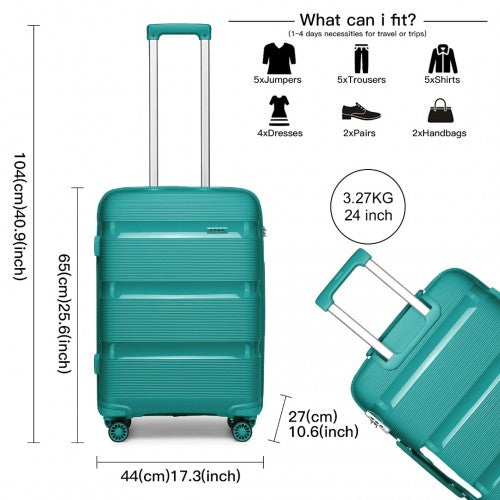 K2092L - Kono 24 Inch Bright Hard Shell PP Suitcase - Classic Collection - Blue/Green | Neil's Luggage Store