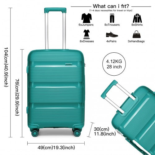 K2092L - Kono 28 Inch Bright Hard Shell PP Suitcase - Classic Collection - Blue/Green | Neil's Luggage Store
