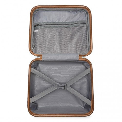K2092L - Kono 14 Inch Bright Hard Shell PP Vanity Case - Blue and Brown | Neil's Luggage Store