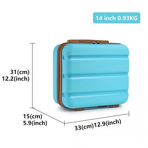 K2092L - Kono 14 Inch Bright Hard Shell PP Vanity Case - Blue and Brown | Neil's Luggage Store
