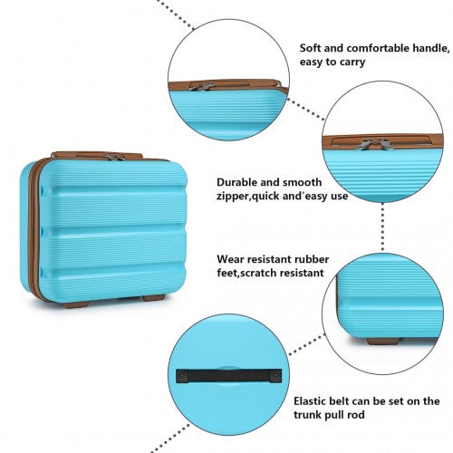 K2092L - Kono 14 Inch Bright Hard Shell PP Vanity Case - Blue and Brown | Neil's Luggage Store