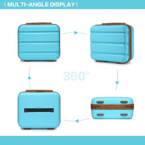 K2092L - Kono 14 Inch Bright Hard Shell PP Vanity Case - Blue and Brown | Neil's Luggage Store