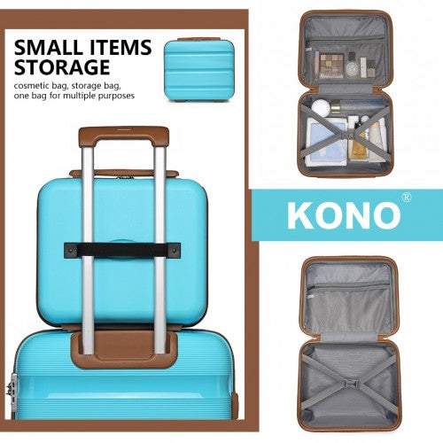 K2092L - Kono 14 Inch Bright Hard Shell PP Vanity Case - Blue and Brown | Neil's Luggage Store
