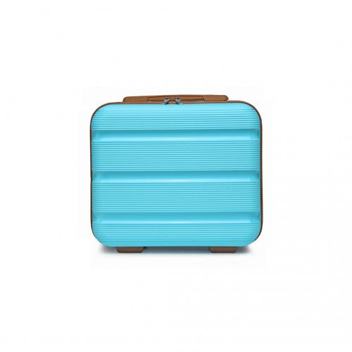 K2092L - Kono 14 Inch Bright Hard Shell PP Vanity Case - Blue and Brown | Neil's Luggage Store