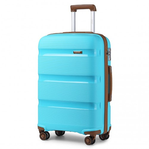 K2092L - Kono 24 Inch Bright Hard Shell PP Suitcase - Classic Collection - Blue And Brown | Neil's Luggage Store