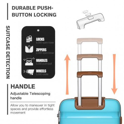 K2092L - Kono 24 Inch Bright Hard Shell PP Suitcase - Classic Collection - Blue And Brown | Neil's Luggage Store