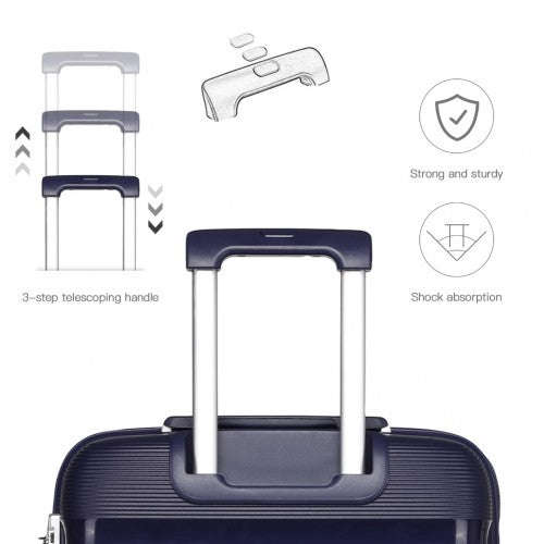 K2092L - Kono Bright Hard Shell PP Suitcase With TSA Lock And Vanity Case 4 Pieces Set - Classic Collection - Navy | Neil's Luggage Store
