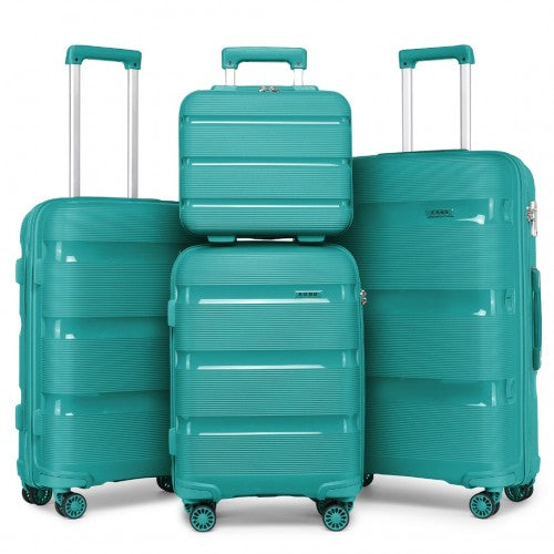 K2092L - Kono Bright Hard Shell PP Suitcase With TSA Lock And Vanity Case 4 Pieces Set - Classic Collection - Blue | Neil's Luggage Store