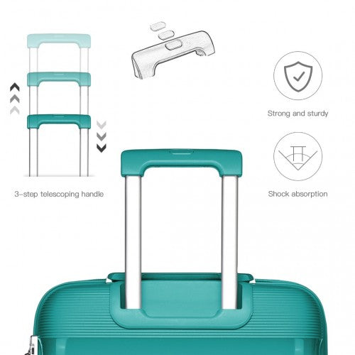 K2092L - Kono Bright Hard Shell PP Suitcase With TSA Lock And Vanity Case 4 Pieces Set - Classic Collection - Blue | Neil's Luggage Store
