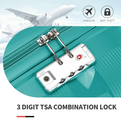 K2092L - Kono Bright Hard Shell PP Suitcase With TSA Lock And Vanity Case 4 Pieces Set - Classic Collection - Blue | Neil's Luggage Store