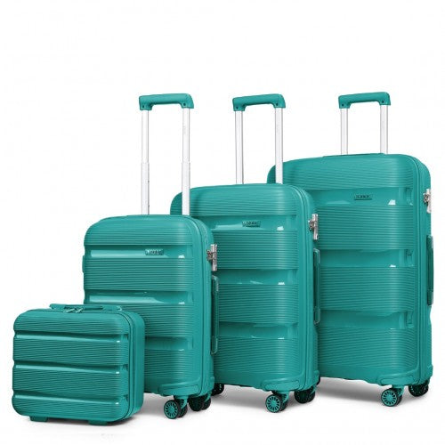 K2092L - Kono Bright Hard Shell PP Suitcase With TSA Lock And Vanity Case 4 Pieces Set - Classic Collection - Blue | Neil's Luggage Store