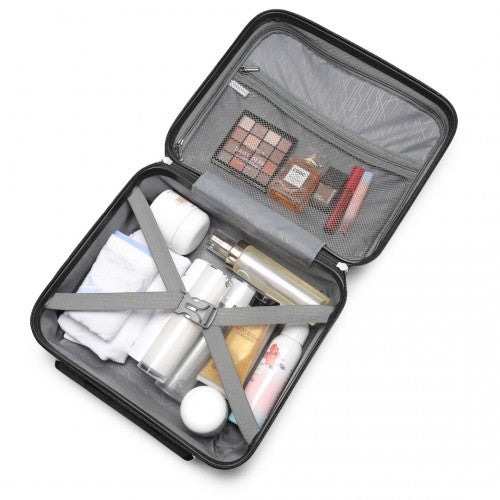 K2092L - Kono 14 Inch Bright Hard Shell PP Vanity Case - Black | Neil's Luggage Store