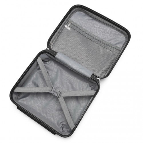 K2092L - Kono 14 Inch Bright Hard Shell PP Vanity Case - Black | Neil's Luggage Store