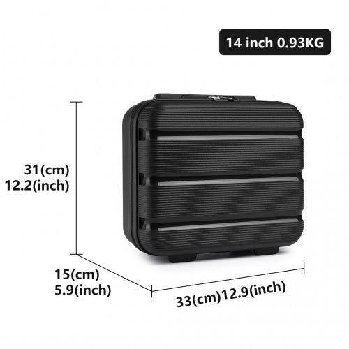 K2092L - Kono 14 Inch Bright Hard Shell PP Vanity Case - Black | Neil's Luggage Store