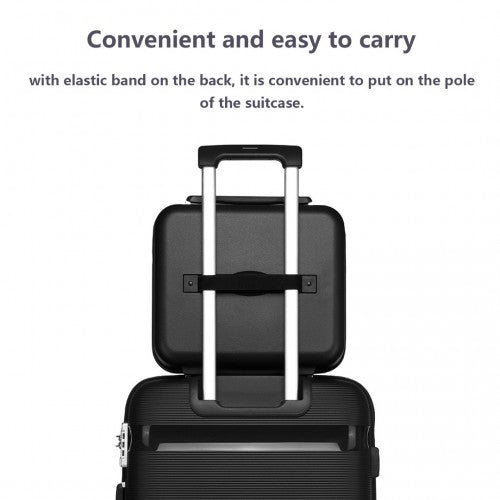 K2092L - Kono 14 Inch Bright Hard Shell PP Vanity Case - Black | Neil's Luggage Store