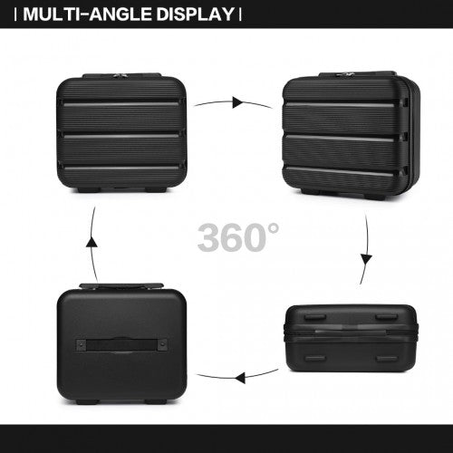 K2092L - Kono 14 Inch Bright Hard Shell PP Vanity Case - Black | Neil's Luggage Store