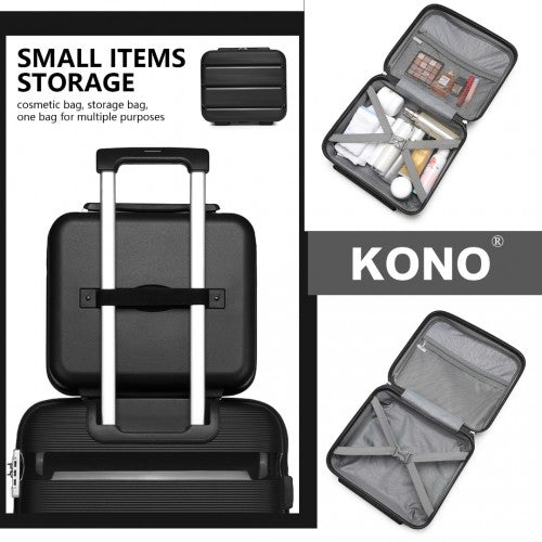 K2092L - Kono 14 Inch Bright Hard Shell PP Vanity Case - Black | Neil's Luggage Store
