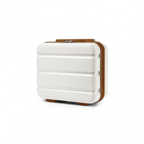 K2092L - Kono 14 Inch Bright Hard Shell PP Vanity Case - Cream | Neil's Luggage Store