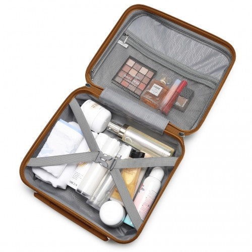 K2092L - Kono 14 Inch Bright Hard Shell PP Vanity Case - Cream | Neil's Luggage Store