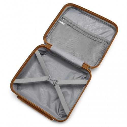 K2092L - Kono 14 Inch Bright Hard Shell PP Vanity Case - Cream | Neil's Luggage Store