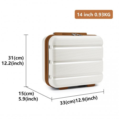 K2092L - Kono 14 Inch Bright Hard Shell PP Vanity Case - Cream | Neil's Luggage Store