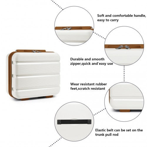 K2092L - Kono 14 Inch Bright Hard Shell PP Vanity Case - Cream | Neil's Luggage Store