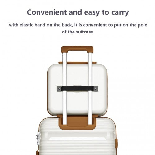 K2092L - Kono 14 Inch Bright Hard Shell PP Vanity Case - Cream | Neil's Luggage Store