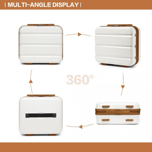 K2092L - Kono 14 Inch Bright Hard Shell PP Vanity Case - Cream | Neil's Luggage Store