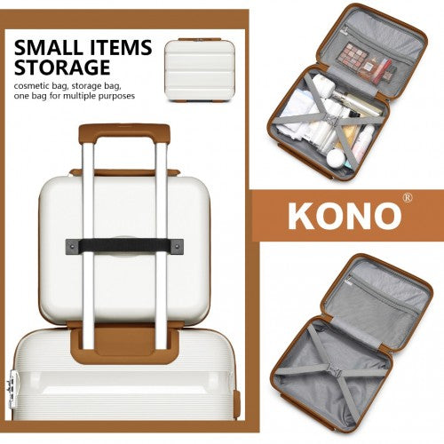 K2092L - Kono 14 Inch Bright Hard Shell PP Vanity Case - Cream | Neil's Luggage Store