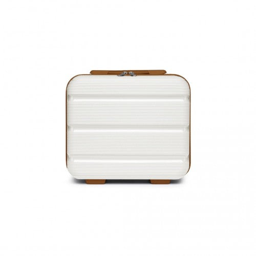 K2092L - Kono 14 Inch Bright Hard Shell PP Vanity Case - Cream | Neil's Luggage Store
