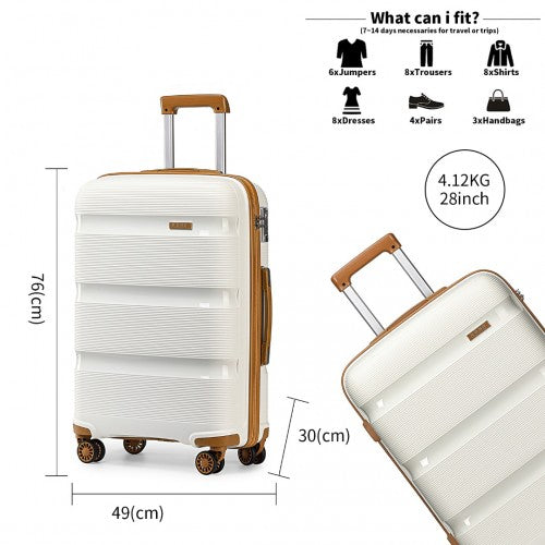K2092L - Kono Bright Hard Shell PP Suitcase 3 Pieces Set - Classic Collection - Cream | Neil's Luggage Store