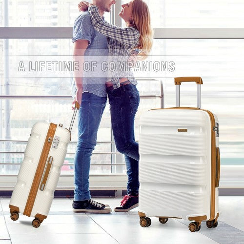 K2092L - Kono Bright Hard Shell PP Suitcase 3 Pieces Set - Classic Collection - Cream | Neil's Luggage Store
