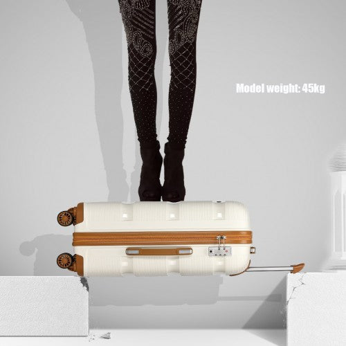 K2092L - Kono Bright Hard Shell PP Suitcase 3 Pieces Set - Classic Collection - Cream | Neil's Luggage Store