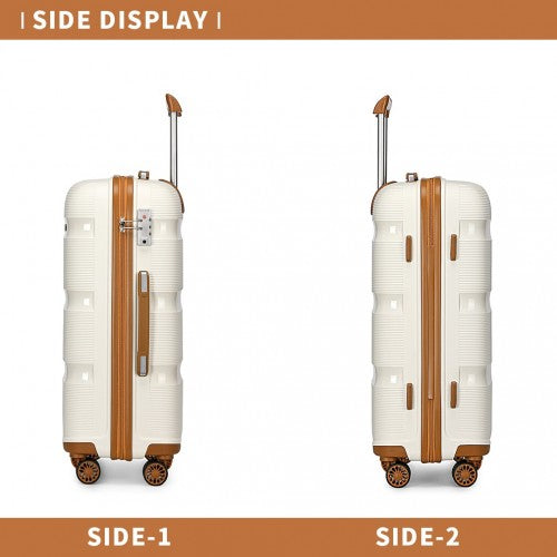 K2092L - Kono Bright Hard Shell PP Suitcase 3 Pieces Set - Classic Collection - Cream | Neil's Luggage Store