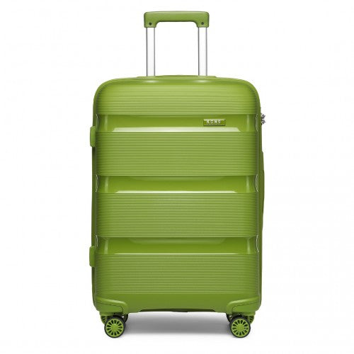 K2092L - Kono 20 Inch Bright Hard Shell PP Carry-On Suitcase In Cabin Size - Green | Neil's Luggage Store